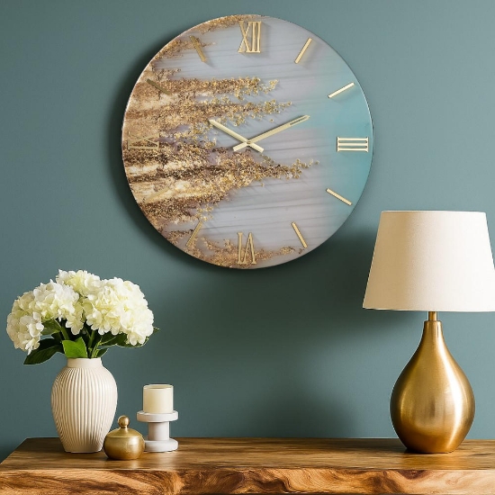 Grande orologio goldy 80cm per parete in resina foglia oro moderno